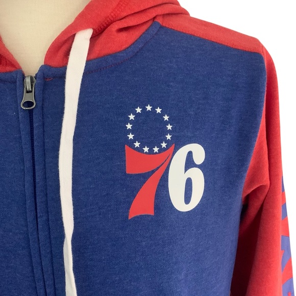 Men’s Philadelphia 76ers Fanatics Full-Zip Sweatshirt Hoodie Royal/Red M - Picture 6 of 9